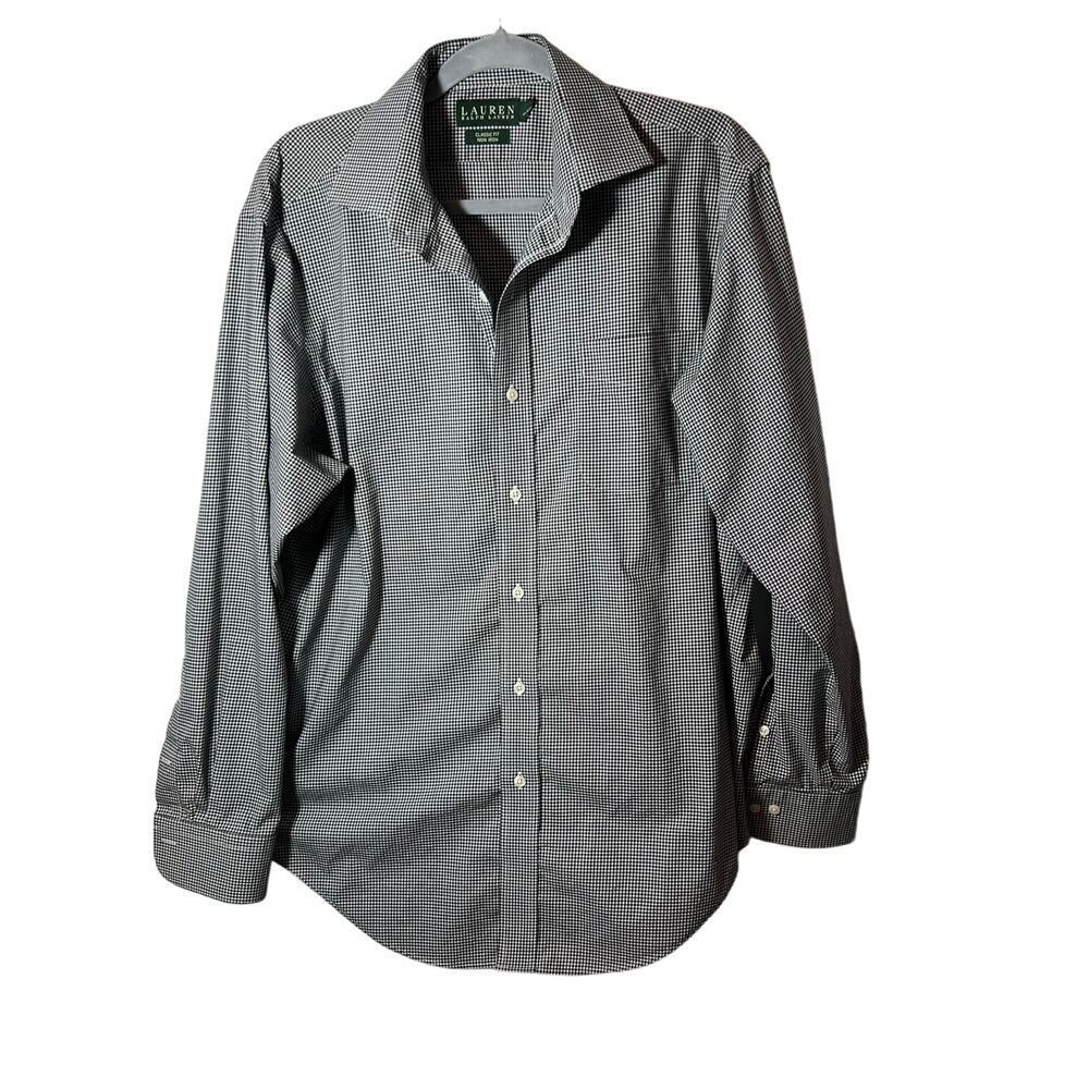Lauren‎ Ralph Lauren Classic Fit B/W Checked Mens 16 1/2 34/35 Cotton L/S Shirt